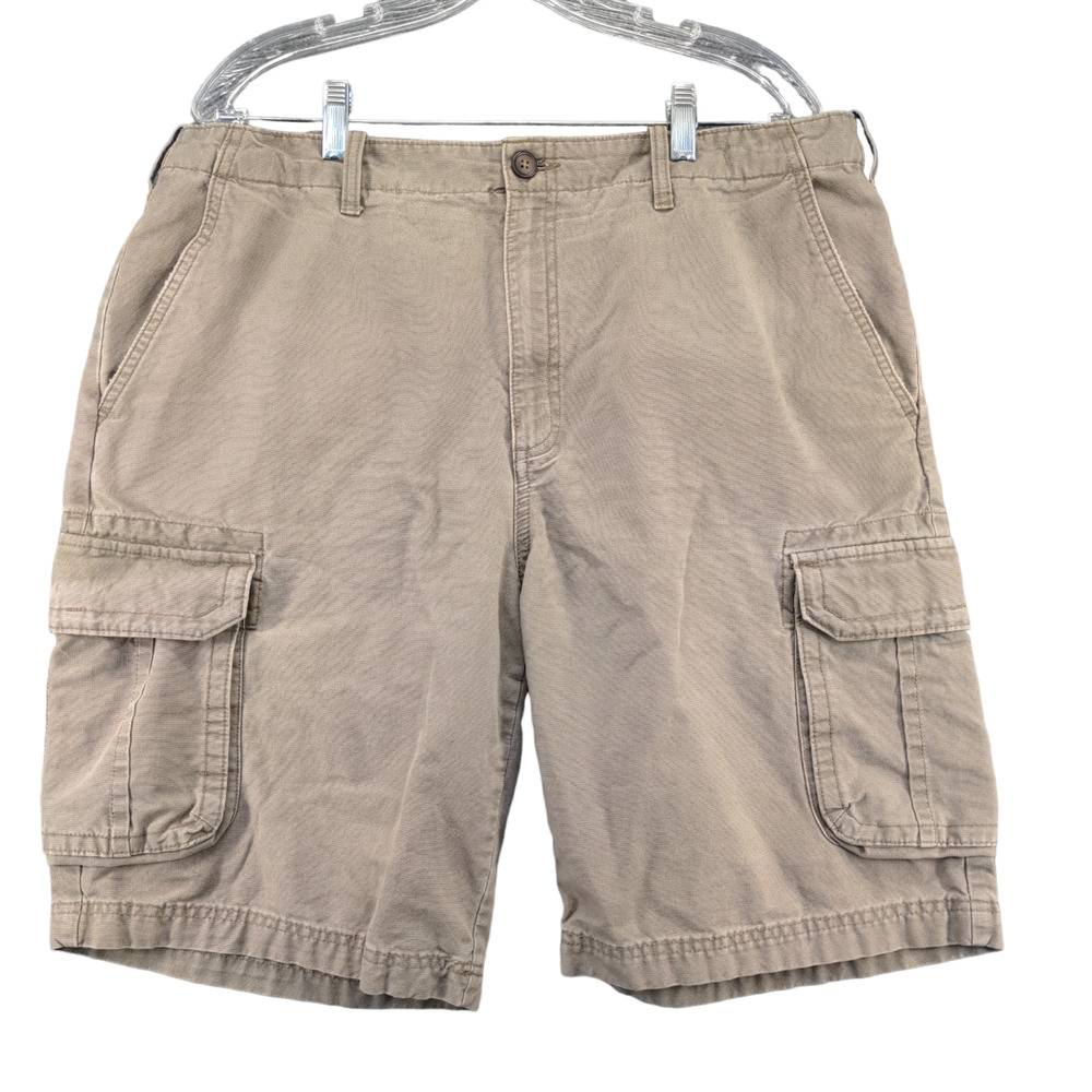 Perry Ellis America Mens Cargo Shorts Brown Size 36 Cotton Pockets